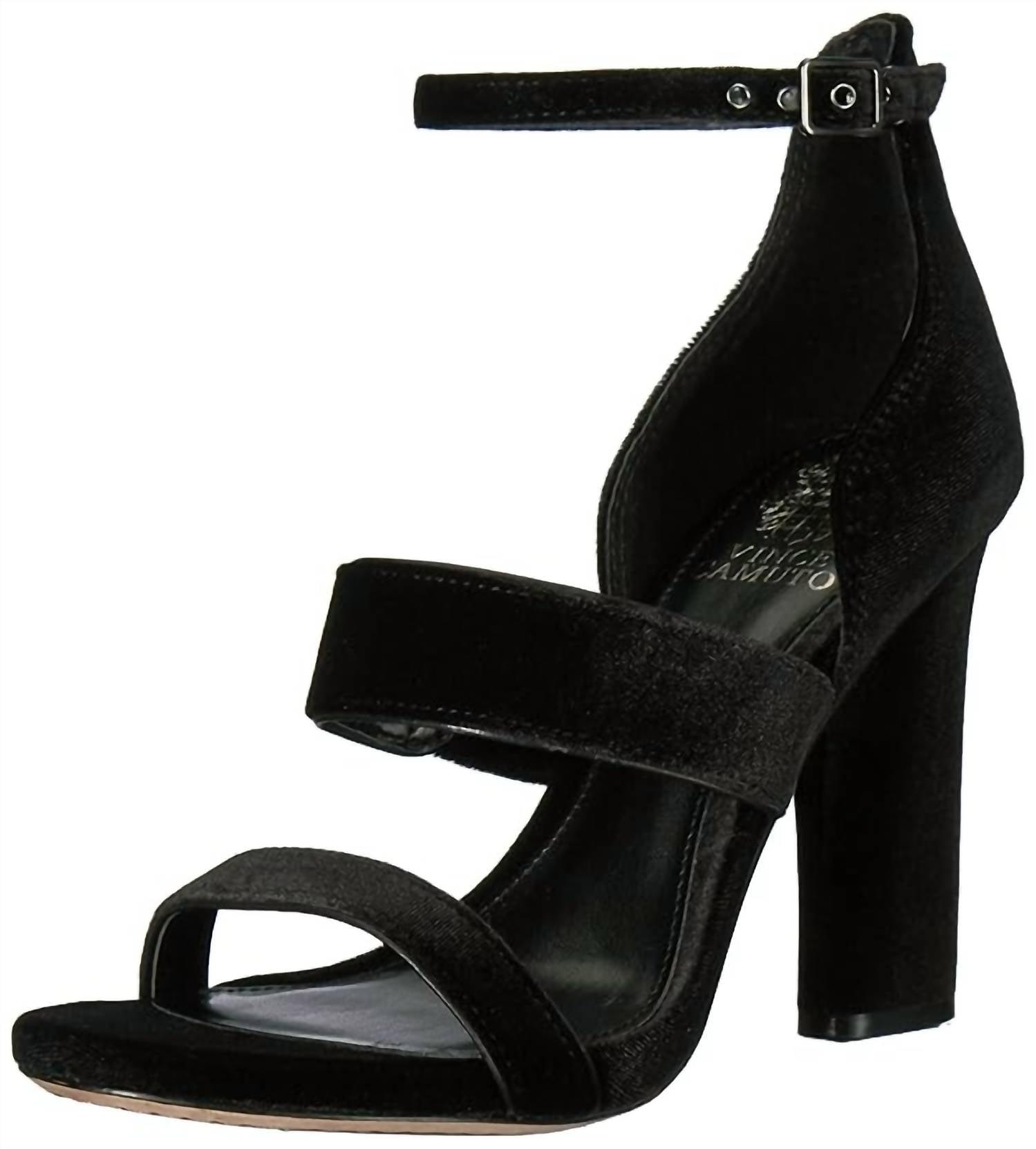 VINCE CAMUTO Women's Robeka Velvet Block Heel Sandals in black - women's sandal