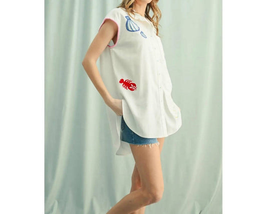 Wishlist - Embroidered Button Up Top