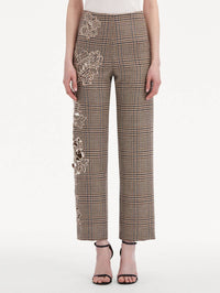 Oscar De La Renta - Peony Guipure Appliqué Plaid Pant