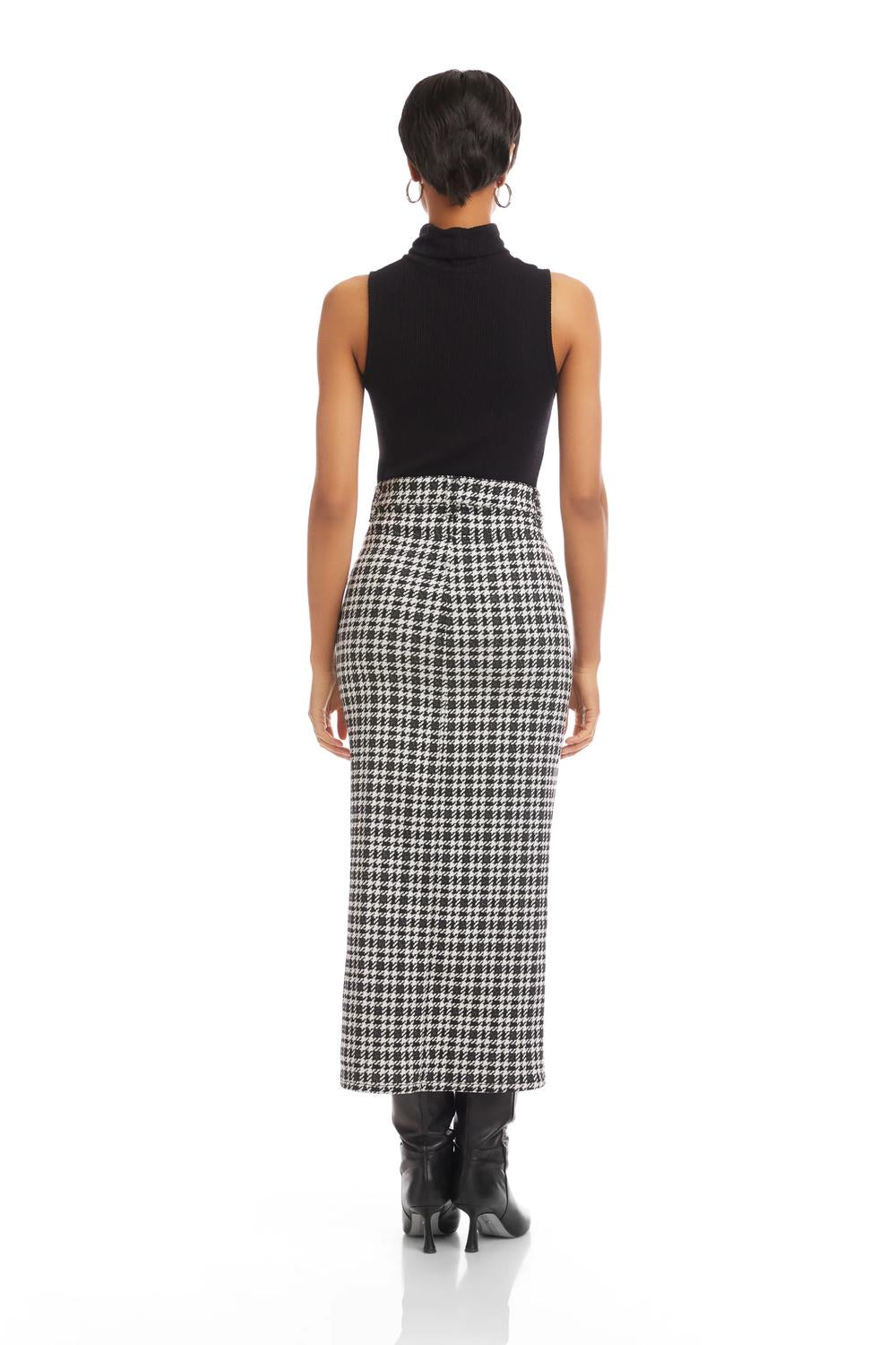 Fifteen Twenty Elyce Front Slit Midi Skirt in plaid - women's skirt - alternate view