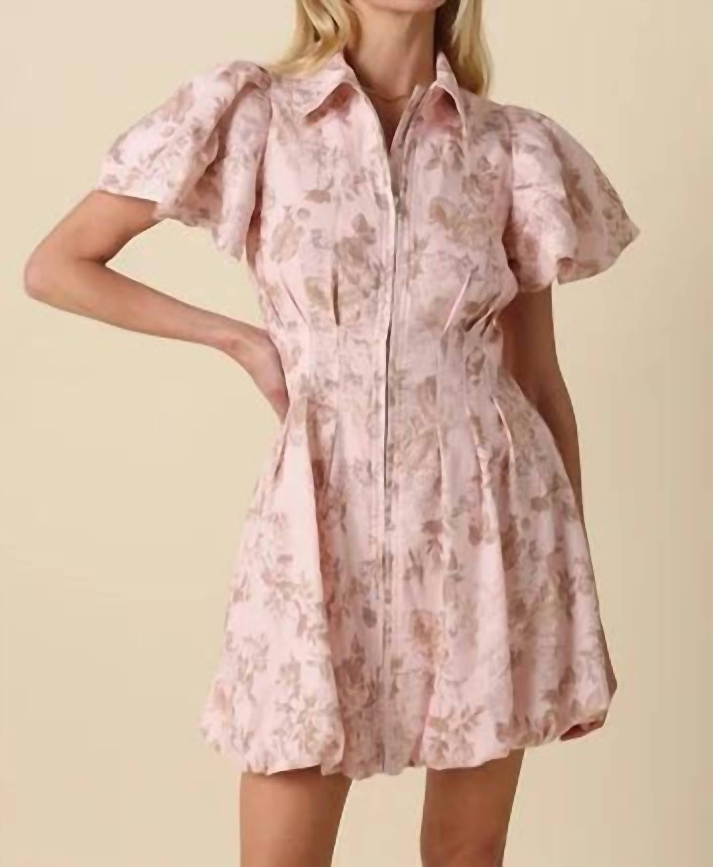 Olivaceous - Delaney Floral Bubble Mini Dress