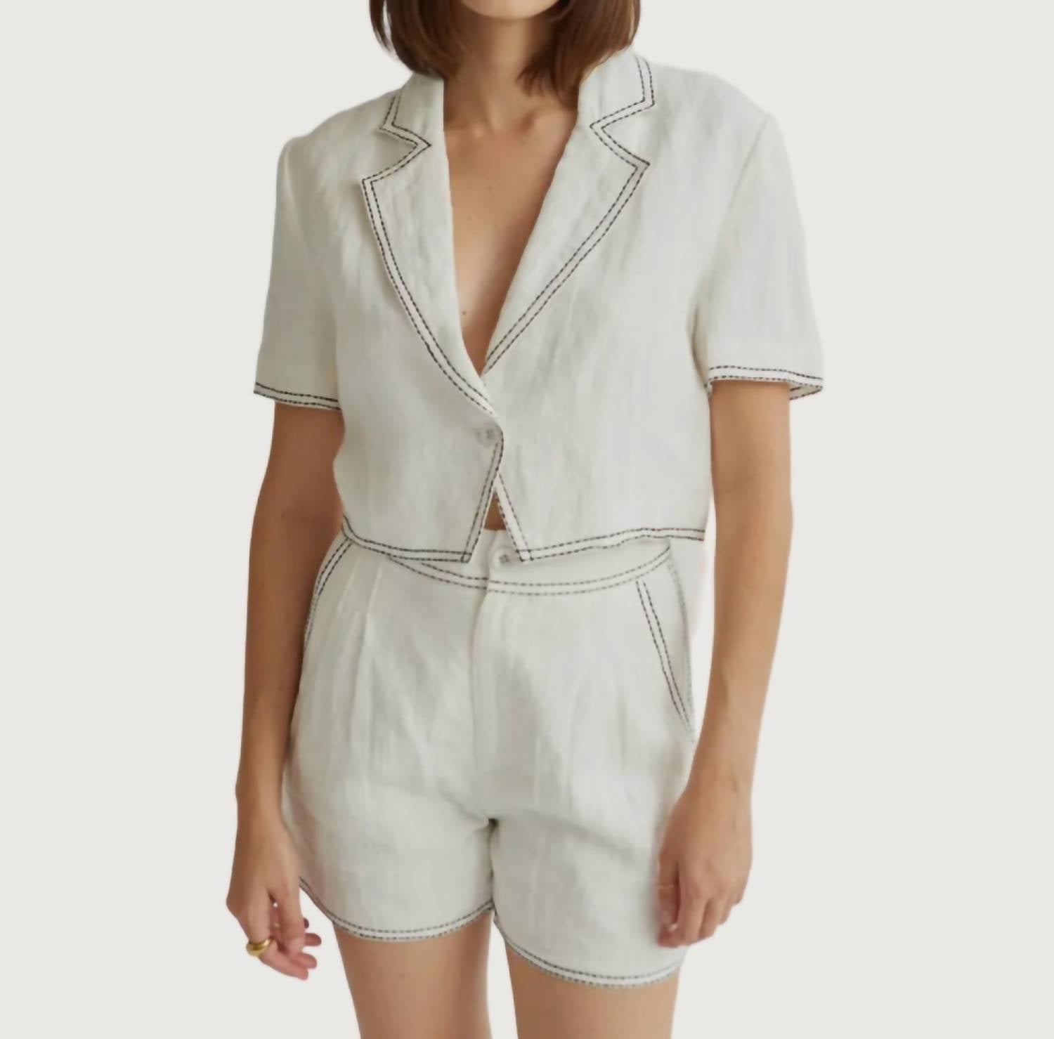 Crescent - Jessie Contrast Stitch Blazer Top
