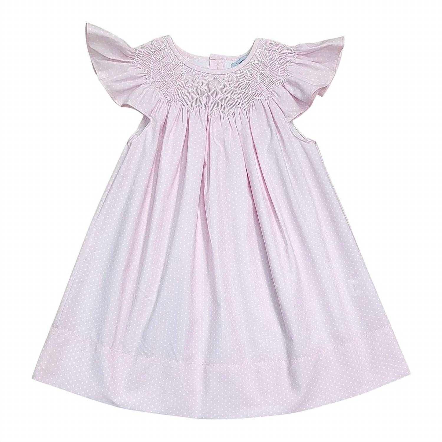 Sweet Dreams - Baby Girls Cathy Polka Dot Pearl Smocked Dress