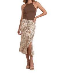 Elan - Printed Side Slit Midi Skirt