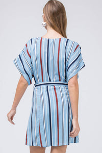 entro Striped Mini Shirtdress in blue - women's dress - view 4