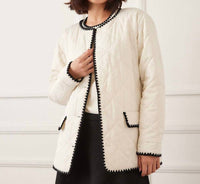 Karen Kane Edge Stitch Quilted Jacket in cream and black - women's jacket - view 8