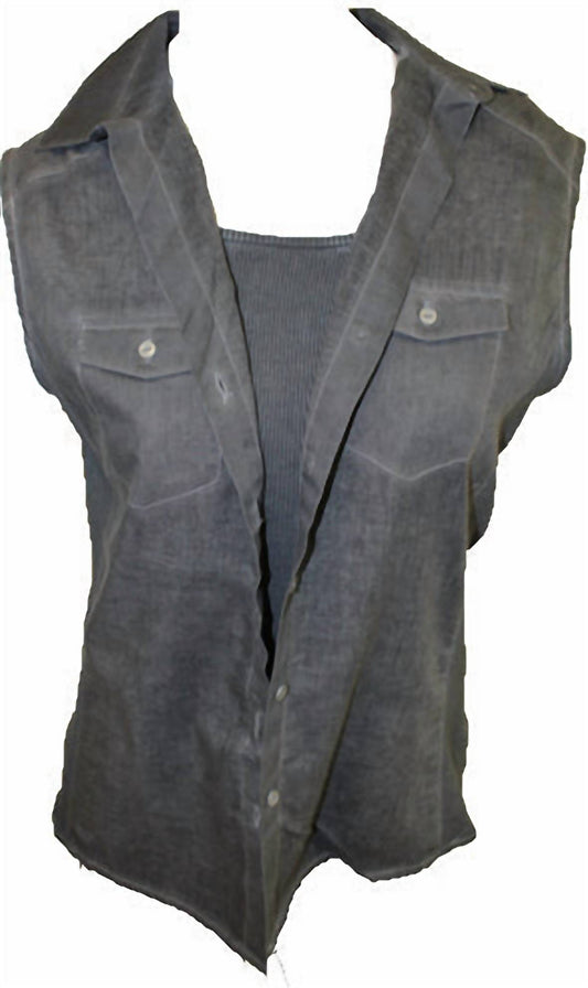 Sleeveless Oil-Washed Shirt