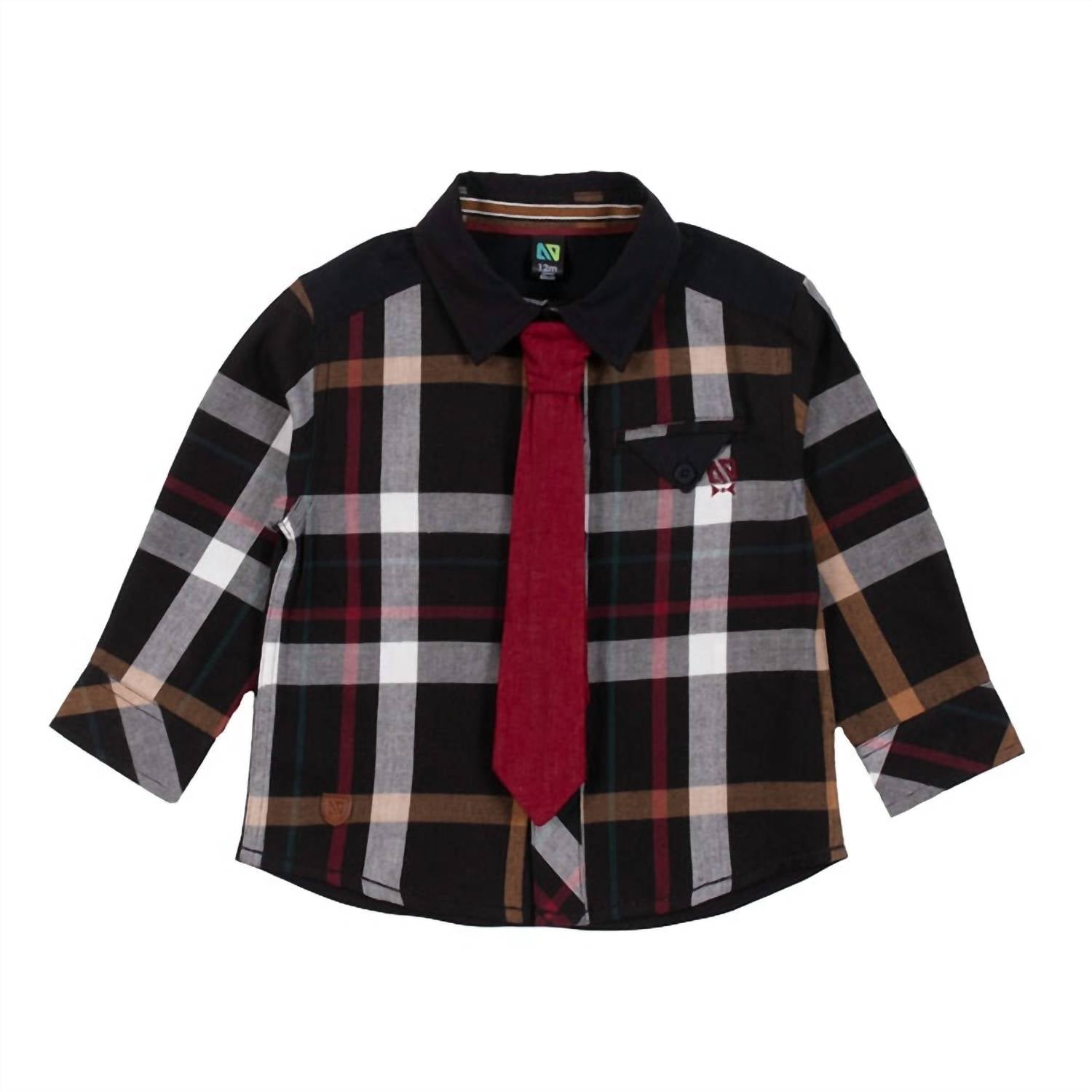 Noruk Collection - Boys' Plaid Shirt With Tie