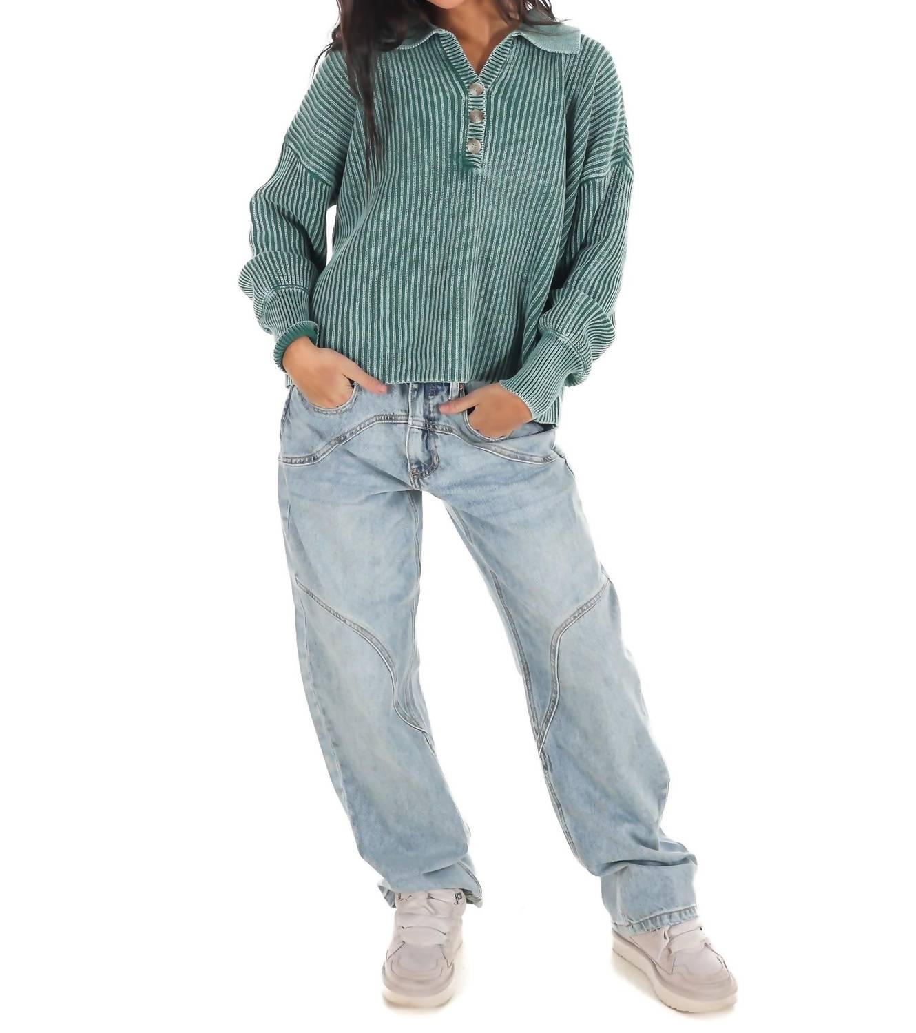 Zenana - Always on Point Collared Sweater