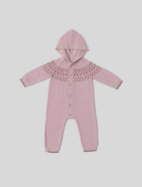 BAREFOOT DREAMS Cozychic Ultra Lite Baby Fair Isle Onesie in dusty rose - kids' item - alternate view