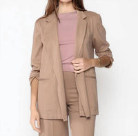 RIPLEY RADER Ponte Knit Oversized Blazer in khaki - women's jacket