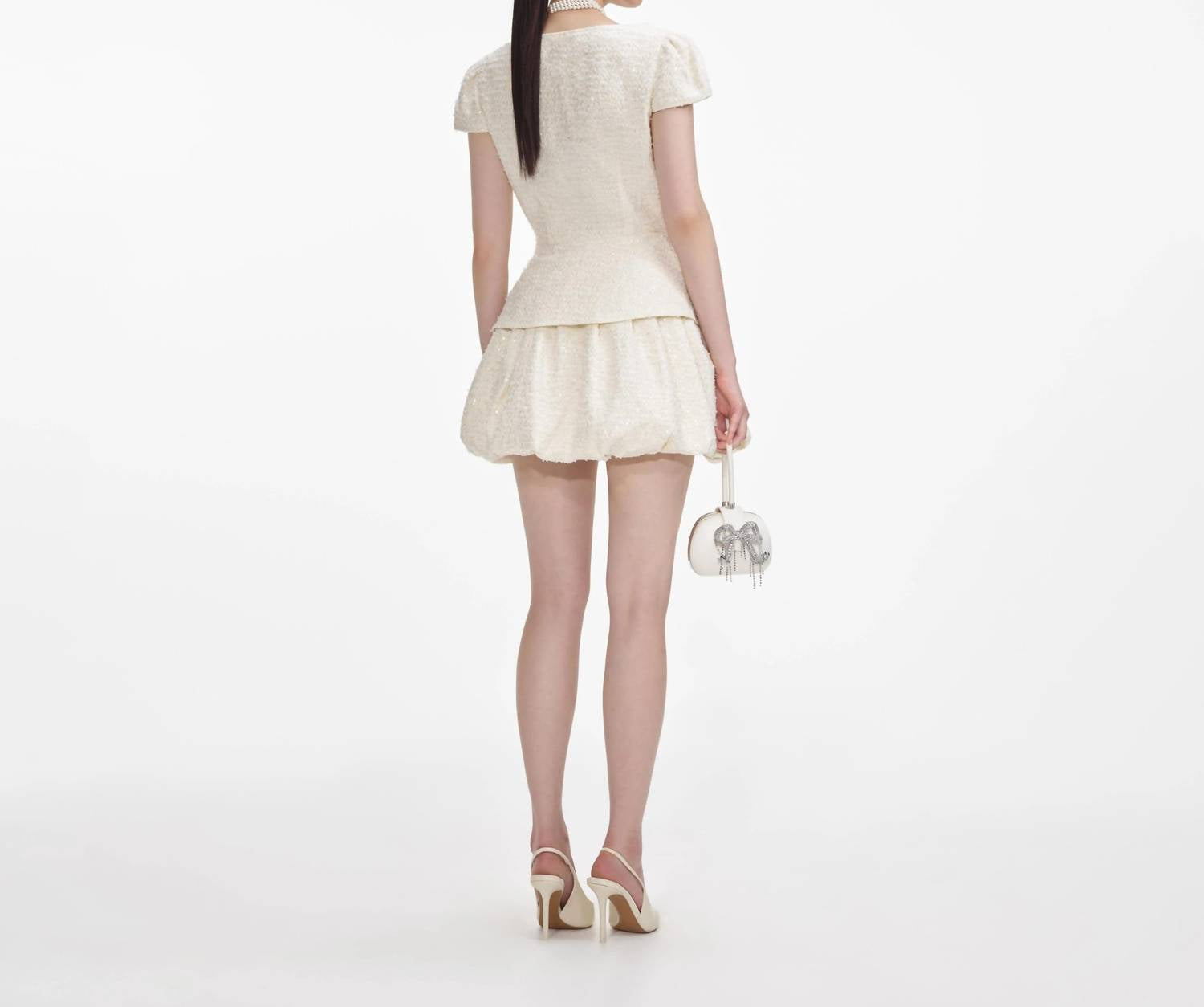 Self-Portrait - Boucle Bow Mini Dress