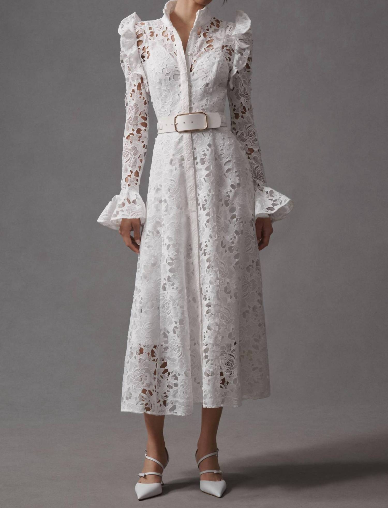 Leo Lin - Aliyah Lace Butterfly Sleeve Midi Dress