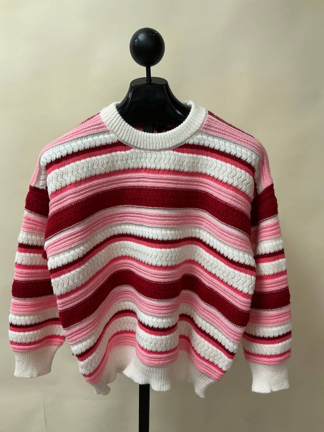Coco + Carmen - Paloma Textured Strip Crew Neck Sweater
