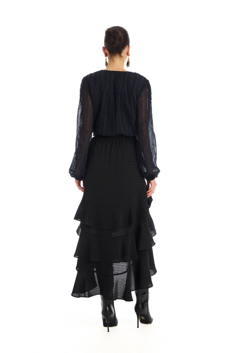 ALLISON NEW YORK Ella Textured Midi Skirt in black - women's skirt - view 4