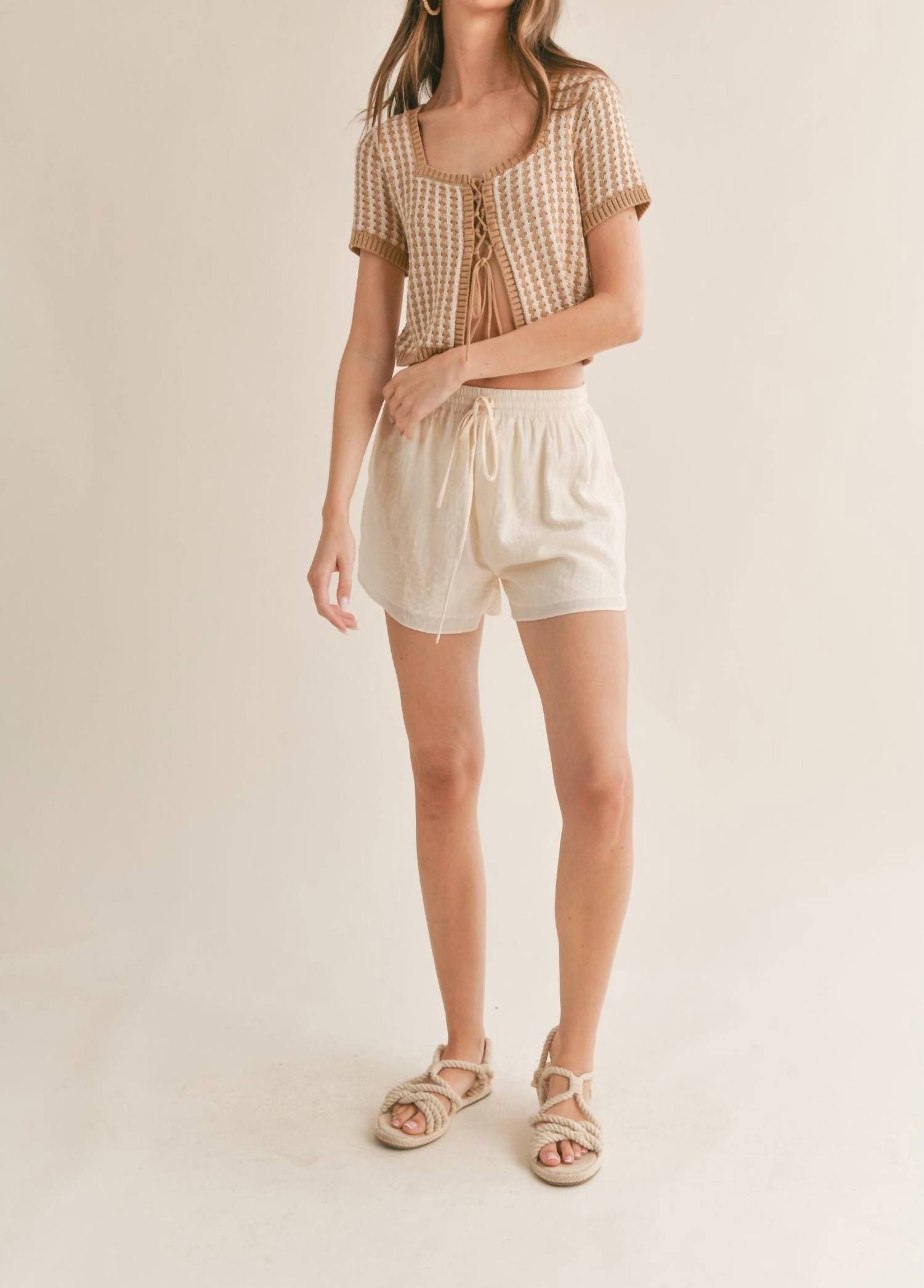 Sage The Label - Amore Lace Up Front Crop Sweater