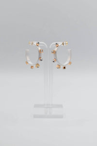 SMITH & CO Women's Metal Hoop Earrings in white - women's jewelry - detail view