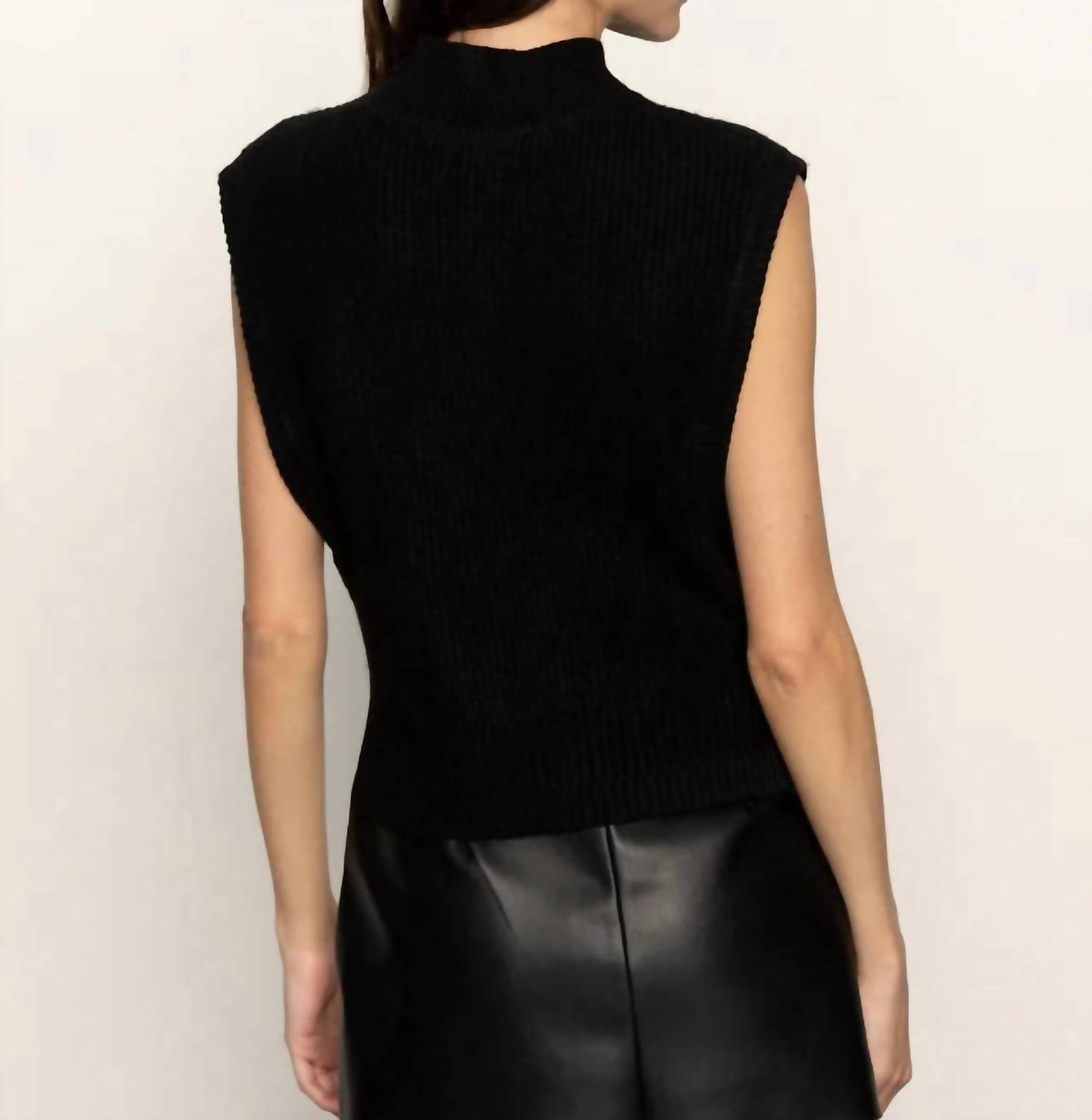 Sanctuary City Sweater Shell Top in black - women's sweater - detail view