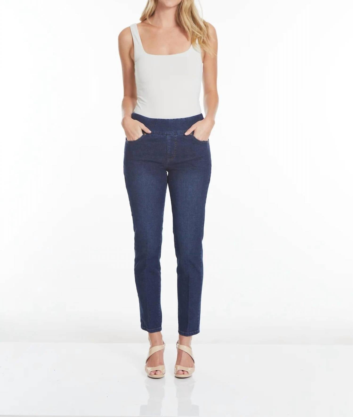 Slimsation By Multiples Pull On Jeans in midnight indigo - women's jeans - view 7