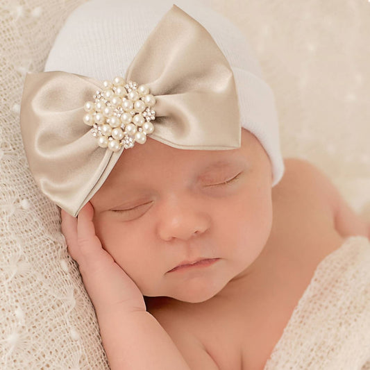 Ilybean - Goldie Hat With Bow And Jeweled Center