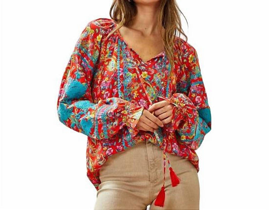 Savannah Jane - Long Sleeves Embroidery Top Blouse