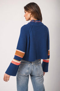 Free People - Striped Greta Half Zip Sweater