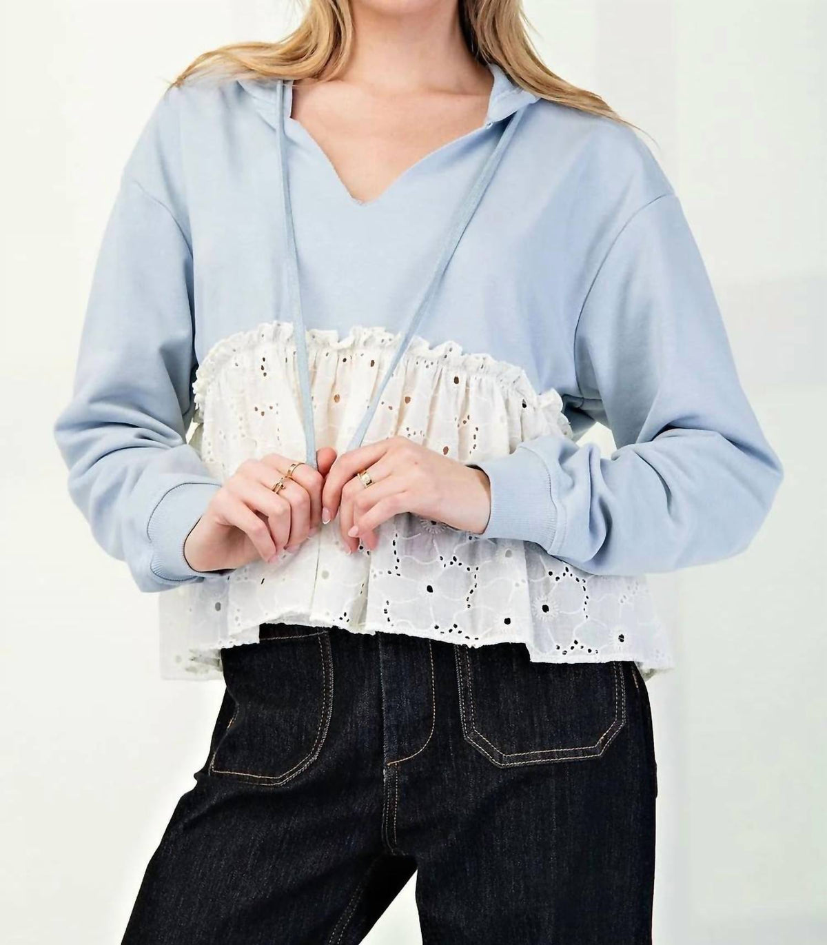 Ee:Some - Lace Hem Hoodie