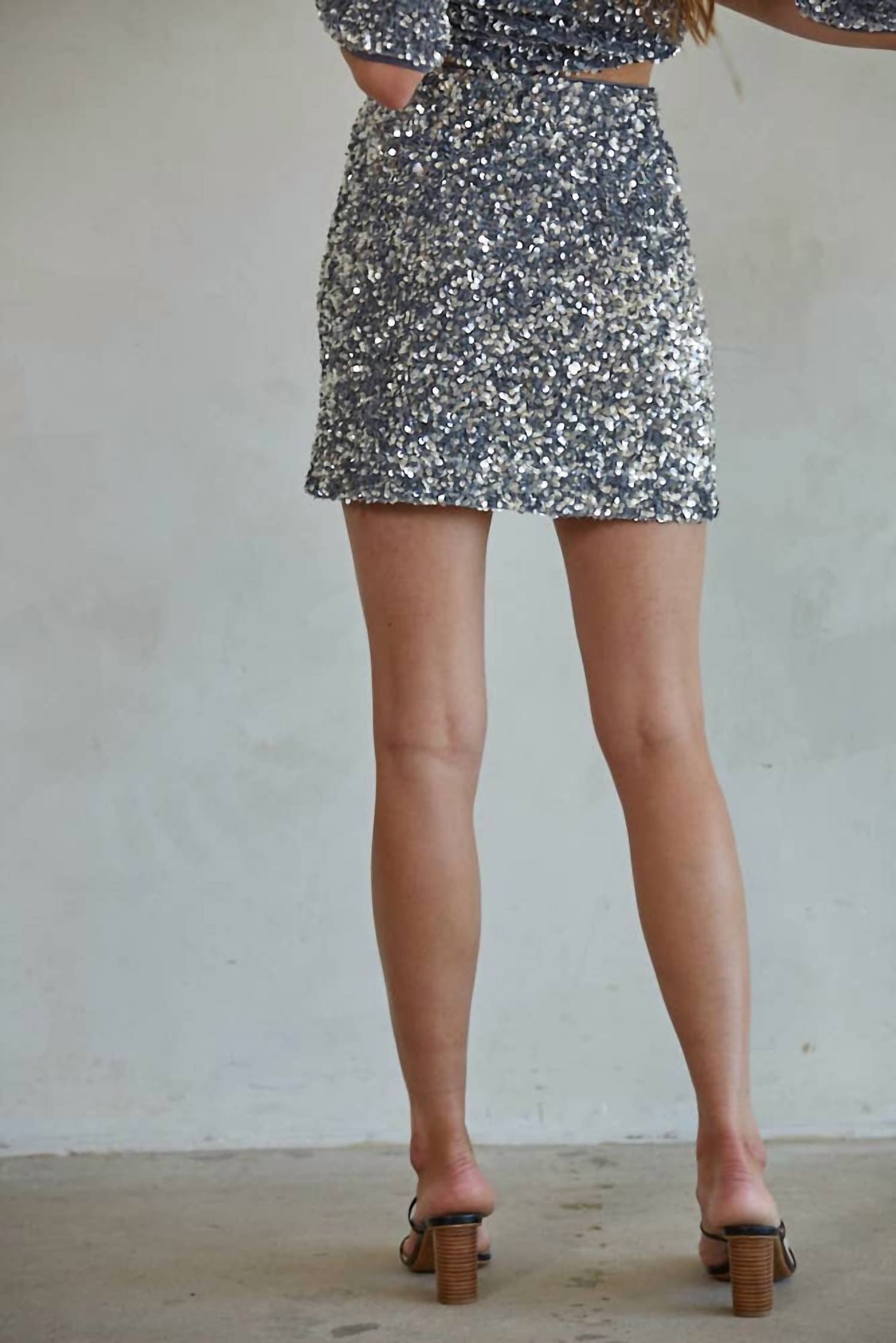 By Together - Woven Sequin Mini Skirt