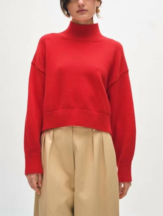 White + Warren - Organic Cotton Cropped Standneck Sweater