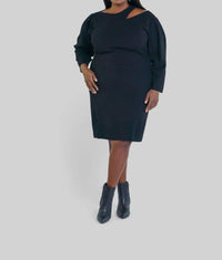 Donna Morgan - Long Sleeve Mini Sweater Dress - Plus