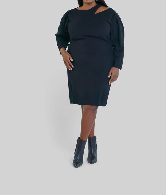 Donna Morgan - Long Sleeve Mini Sweater Dress - Plus