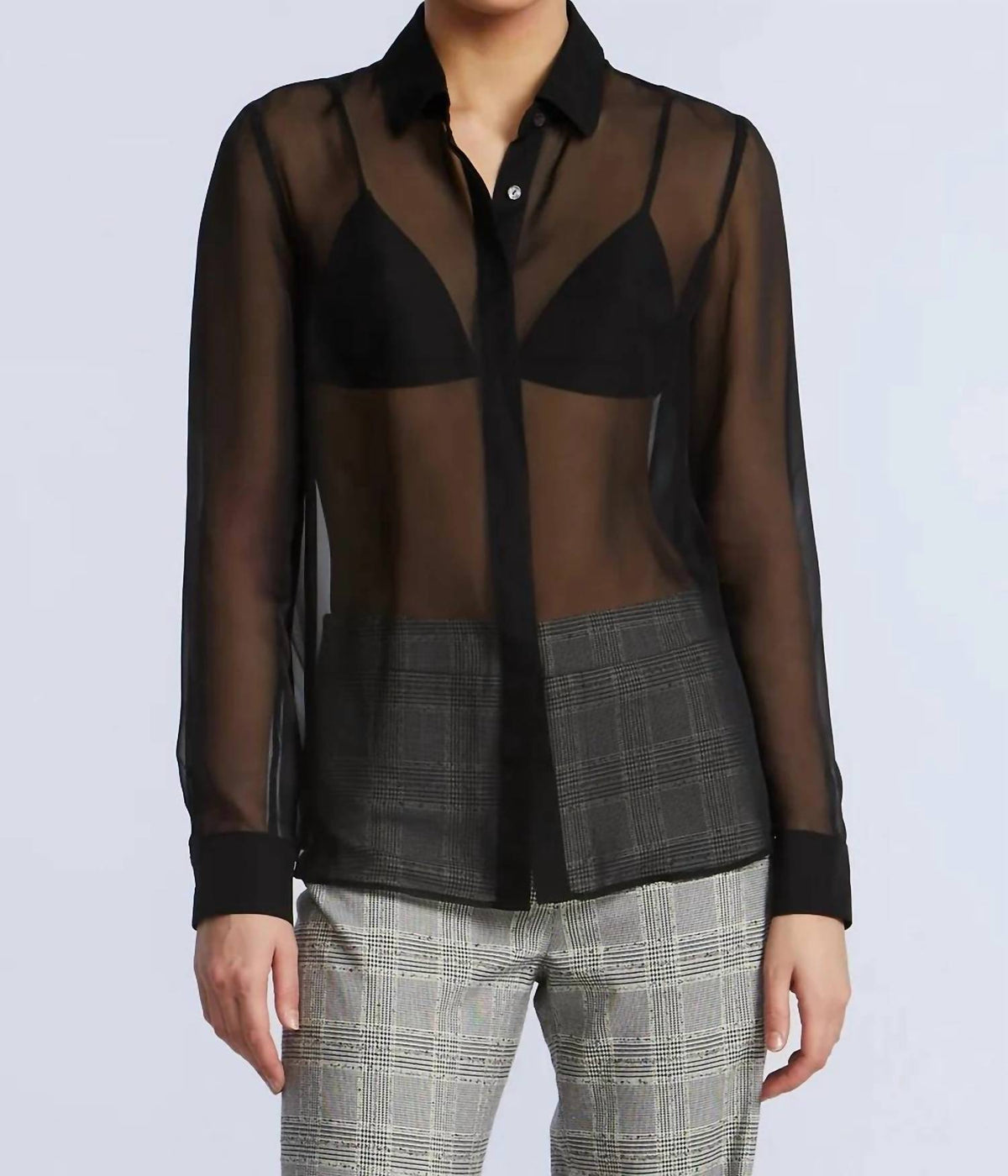 Bcbgmaxazria - Chiffon Long Sleeve Button Down Shirt