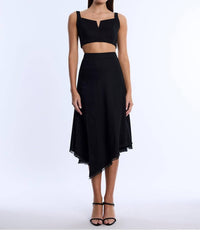 Bcbgmaxazria - High Slit Flared Midi Skirt - black - clothing - knee - length - skirts