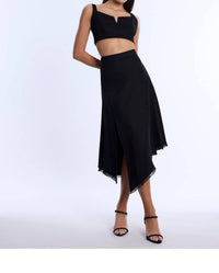 Bcbgmaxazria - High Slit Flared Midi Skirt - black - clothing - knee - length - skirts