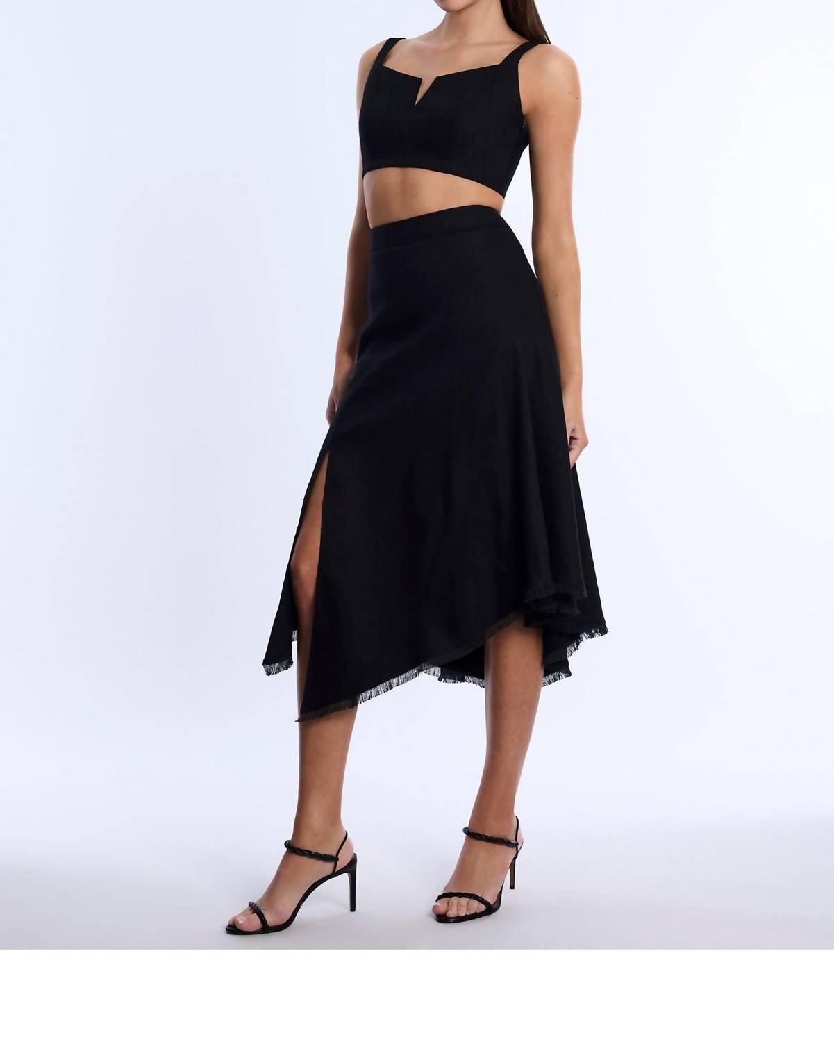 Bcbgmaxazria - High Slit Flared Midi Skirt - black - clothing - knee - length - skirts