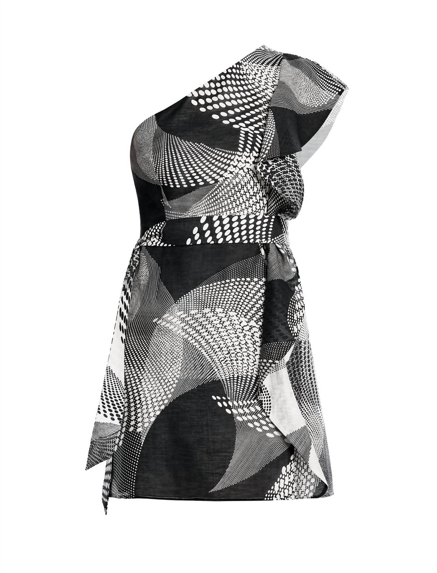 Bcbgmaxazria - One Shoulder Flounce Mini Dress - black - clothing - dresses