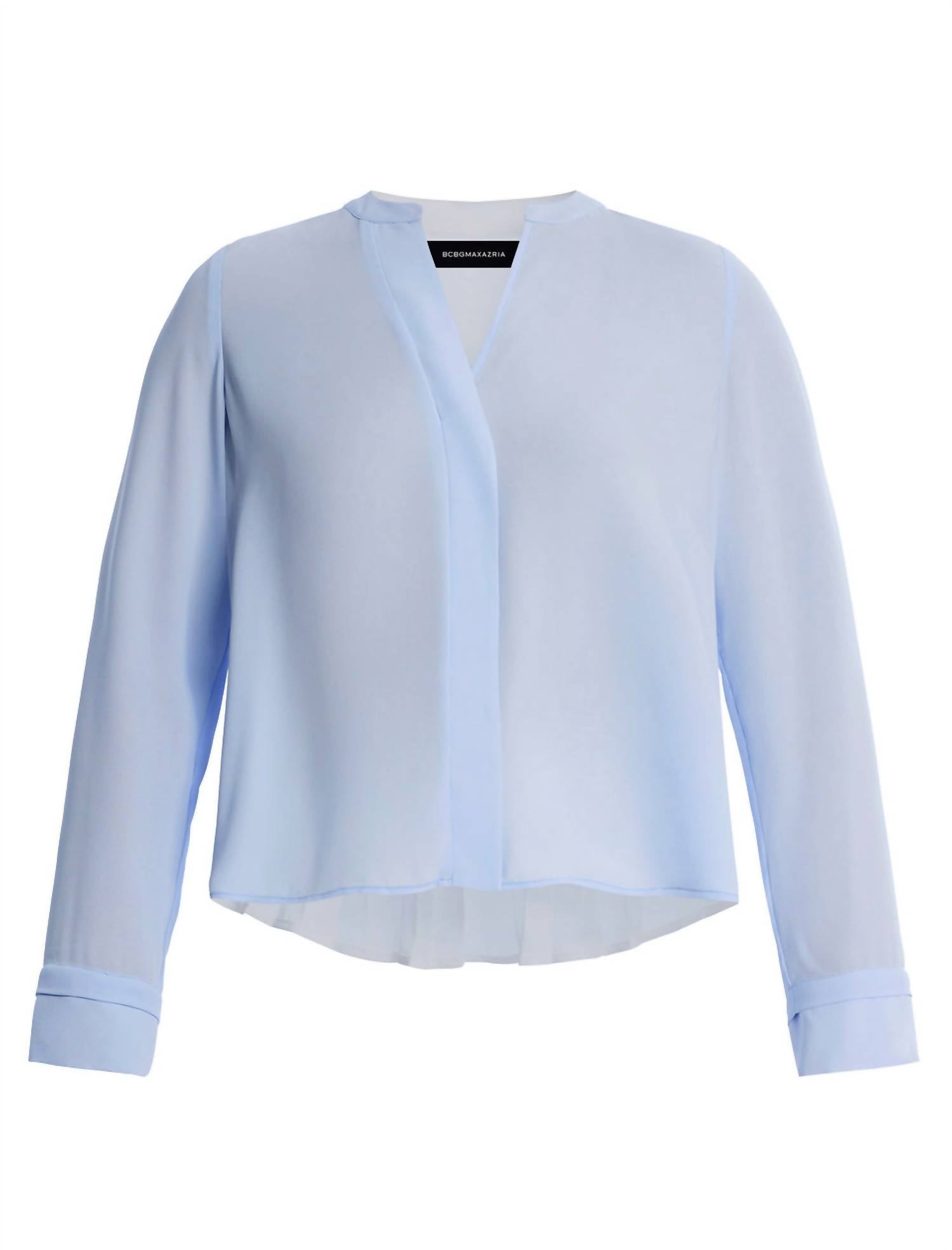 Bcbgmaxazria - Pleated Back Long Sleeve Blouse - blouses - blue - clothing