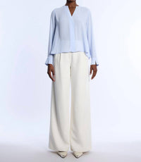 Bcbgmaxazria - Pleated Back Long Sleeve Blouse - blouses - blue - clothing