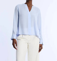 Bcbgmaxazria - Pleated Back Long Sleeve Blouse - blouses - blue - clothing