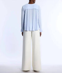 Bcbgmaxazria - Pleated Back Long Sleeve Blouse - blouses - blue - clothing