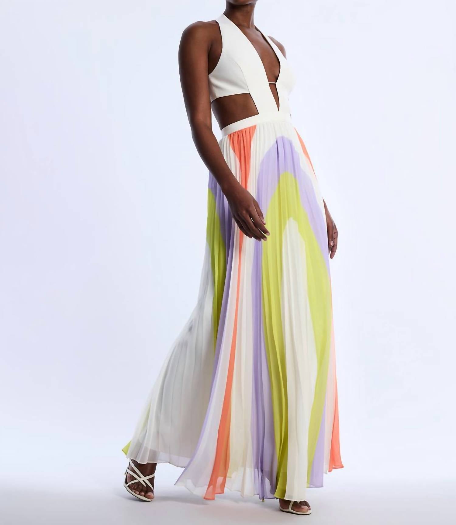Bcbgmaxazria - Printed Pleated Cutout Maxi Dress - clothing - dresses - maxi