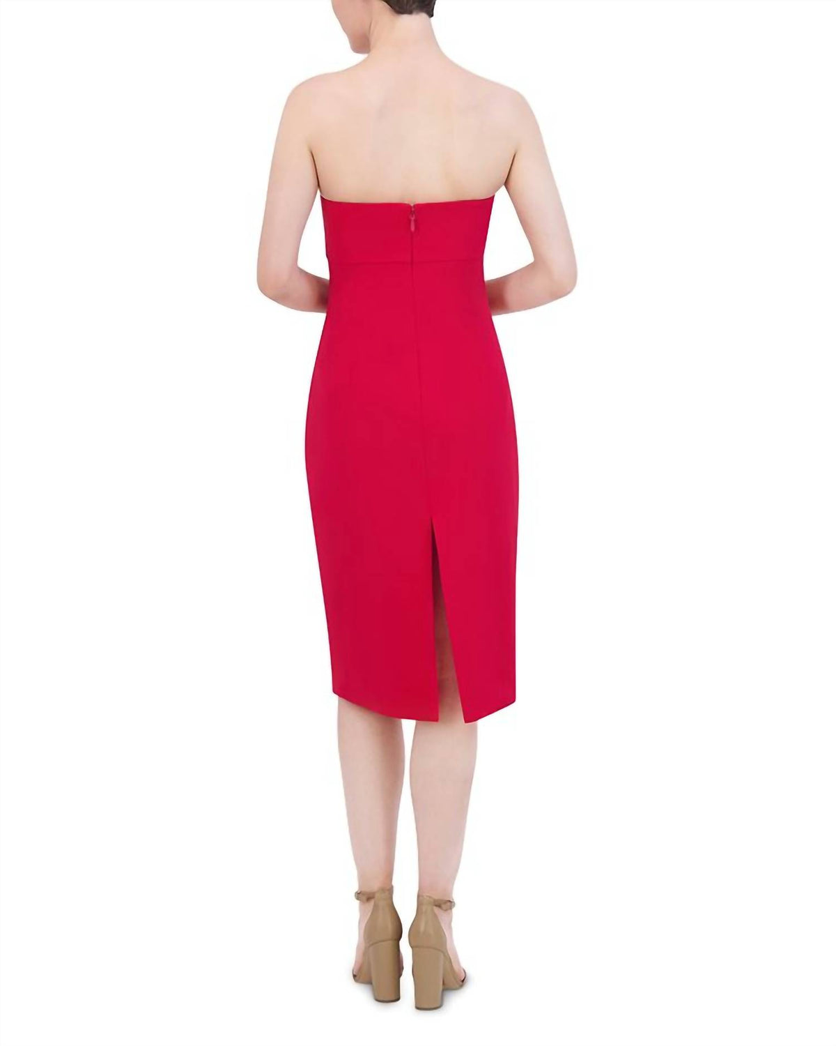 Bcbgmaxazria - Strapless Sweetheart Ruffle Front Midi Dress