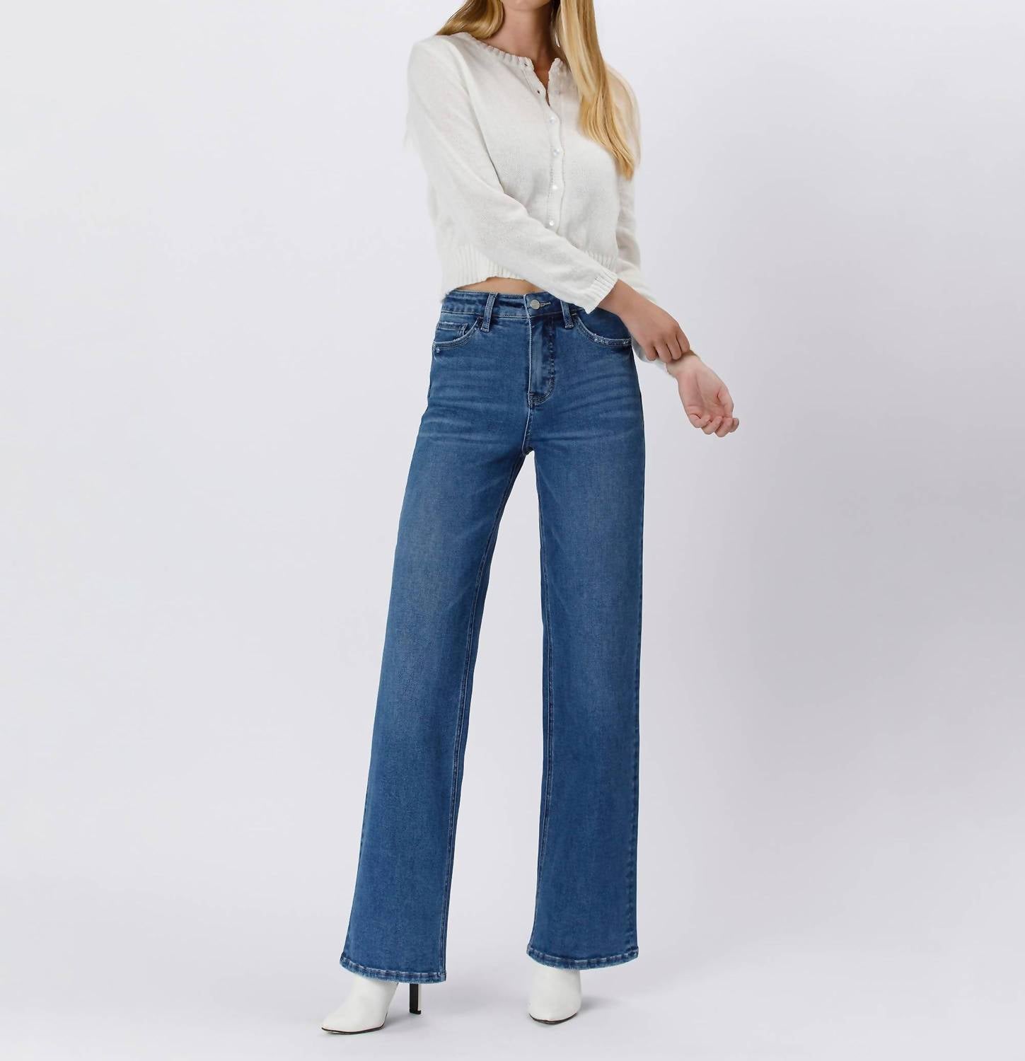 Lovervet - Elle Tummy Control 90's High Rise Wide Leg Jeans
