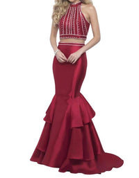 Blush Prom - Ruffled Mermaid Two Piece Gown