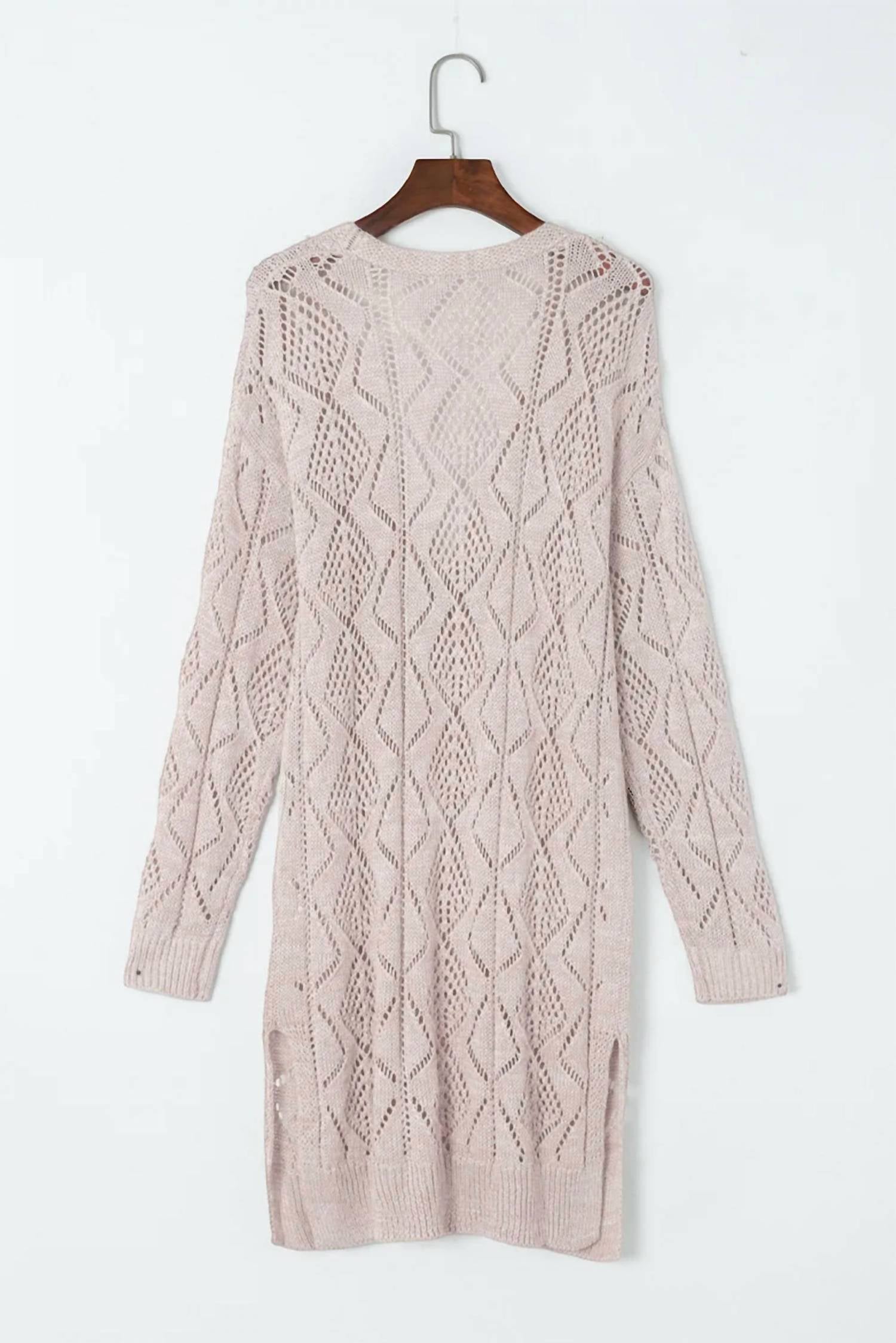 Threaded Pear - Hollow-out Openwork Knit Cardigan