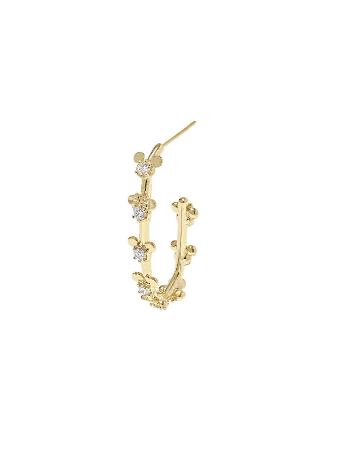 Kendra Scott Women's Mickey Minnie Mouse Hoop Earrings in gold white crystal - women's jewelry - alternate view