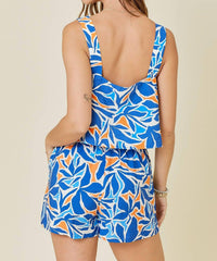 Day + Moon - Tropical Print Top & Shorts Set