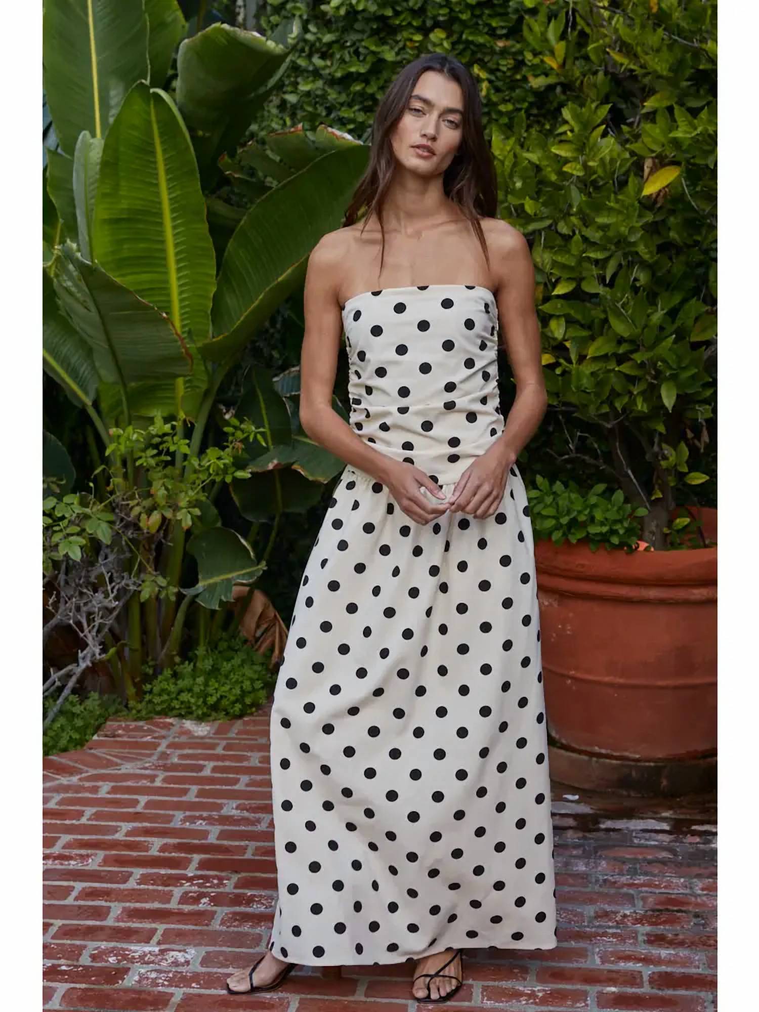 By Together - Dot Cotton-linen Blend Midi Dress
