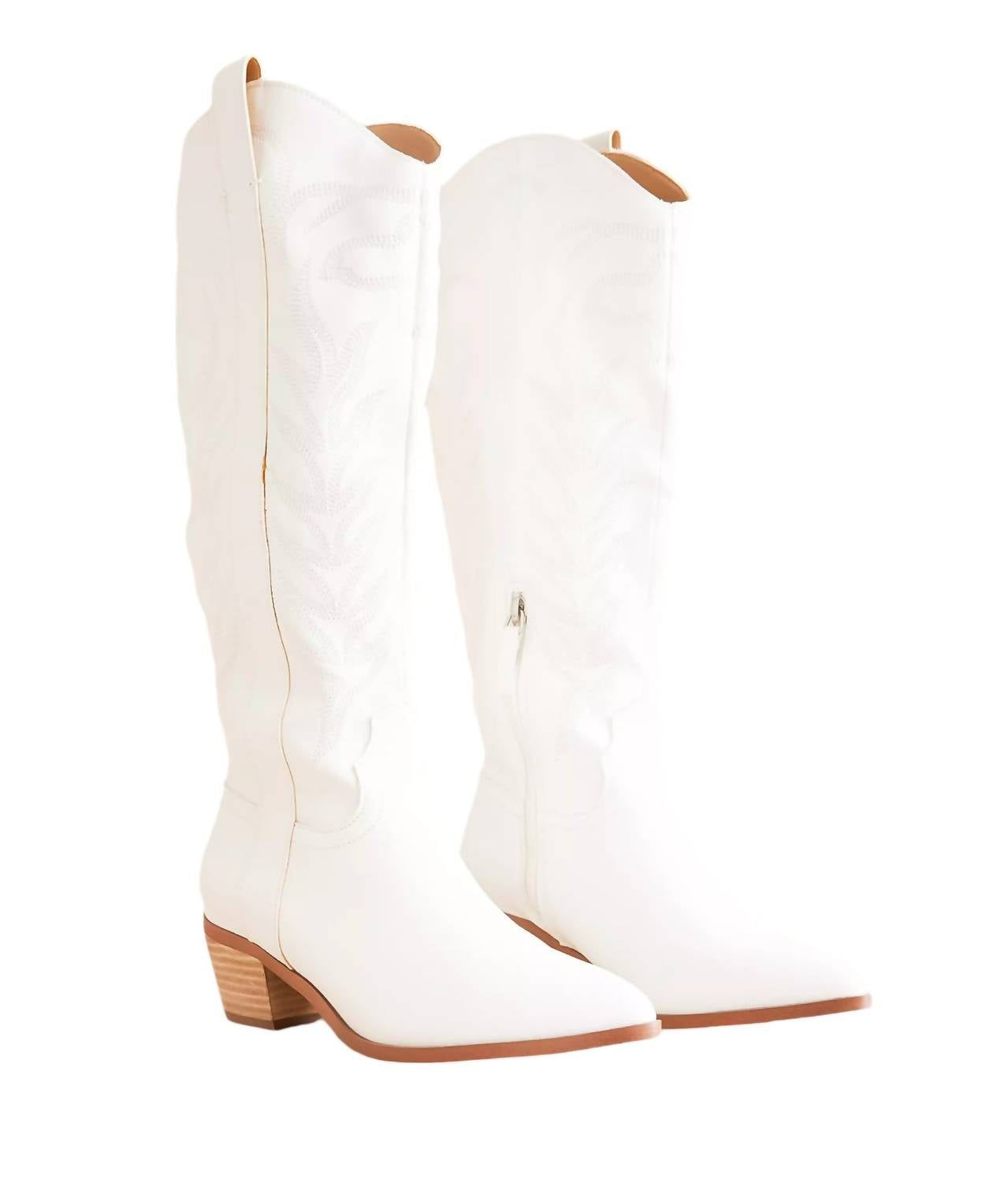 MiiM Women's InLay Samara Stitch Western Tall Boots in white - women's shoe - alternate view