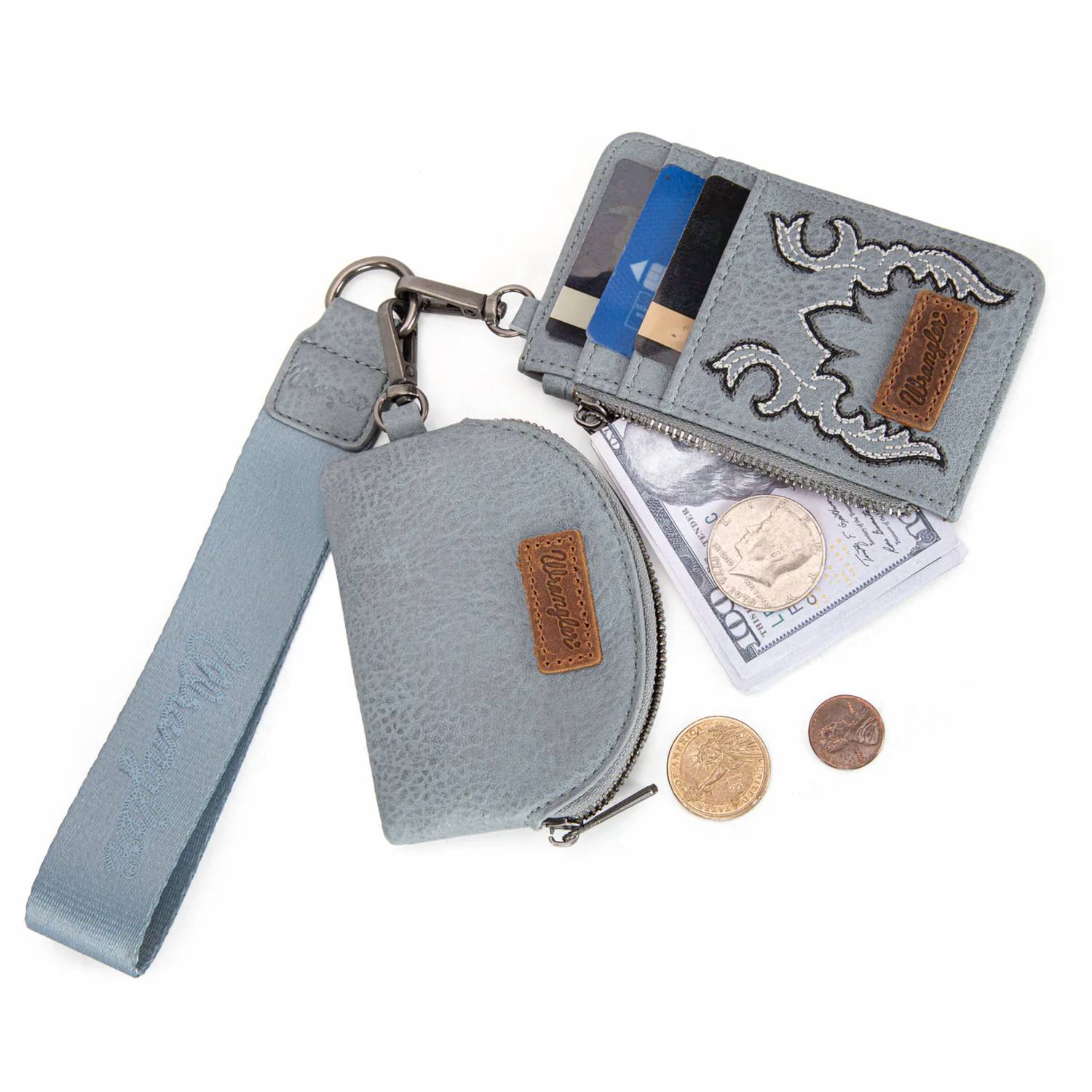 Wrangler - Women's Embroidered Dual Pouch Wristlet